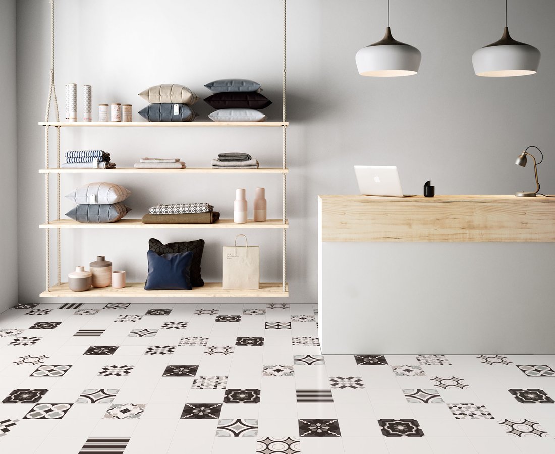 Commercial floor tiles PATCHWORK BLACK&WHITE by Ceramica Sant'Agostino
